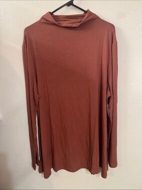 Amazon Essentials Long Sleeve Mock Neck Top - Rust Brown